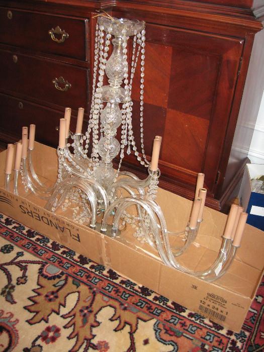 Huge crystal and glass chandalier, assembly required !