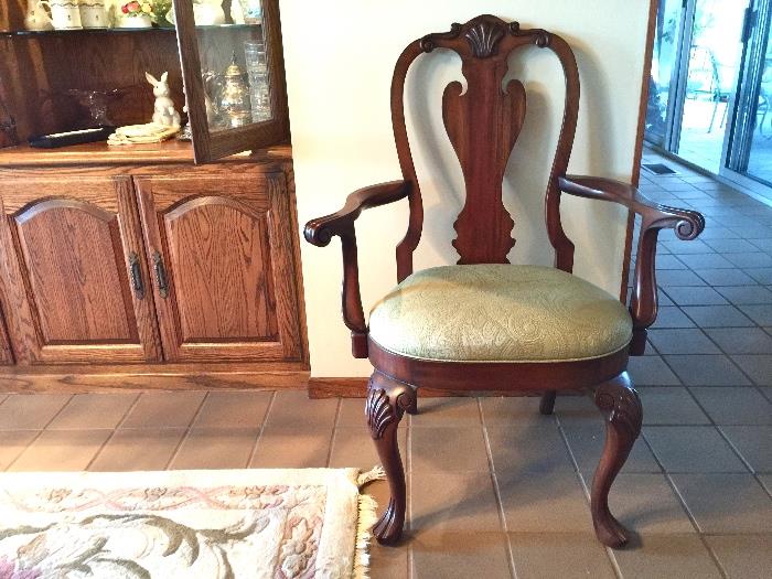 BUY IT NOW! $600  Mahogany set of 8 chairs, 2 are host armchairs, shell motif.  