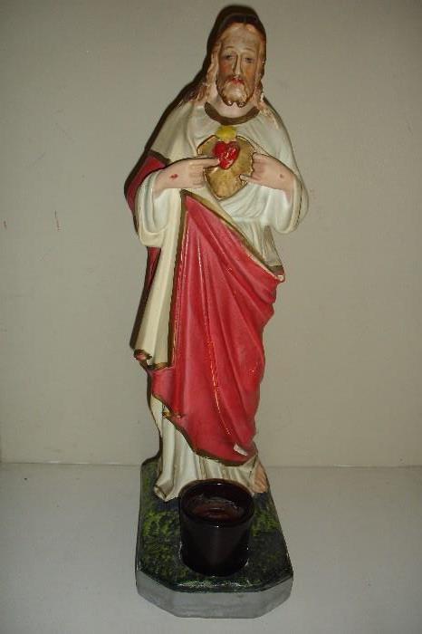 Vintage chalkware / plaster 16" Jesus statue