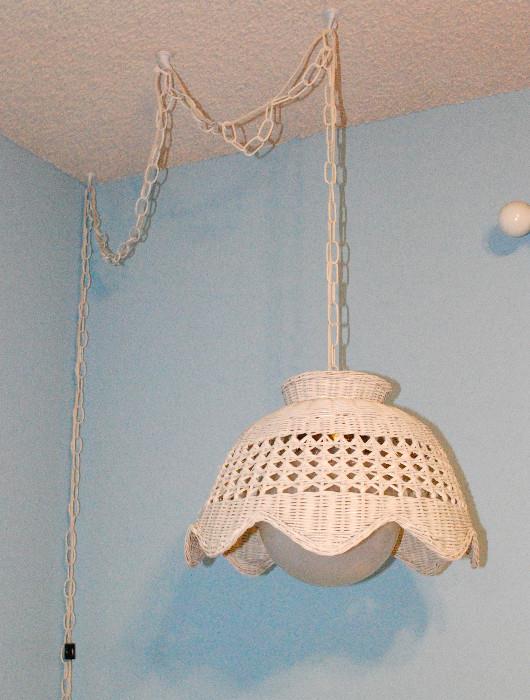 white wicker hanging lamp 