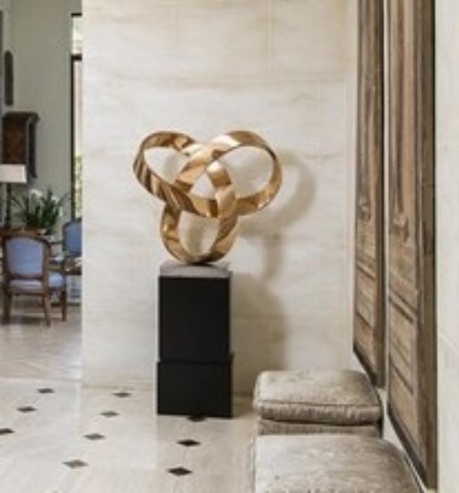 Spectacular Modernist Intertwining Brass Sculpture by Renowned British Artist, John Robinson.