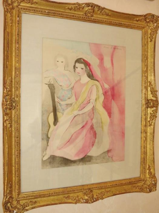 "Maiden with Perrot" Original litho by Mairie Laurencin, listed.