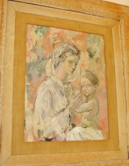Mid-Century Painting of the Madonna & Child