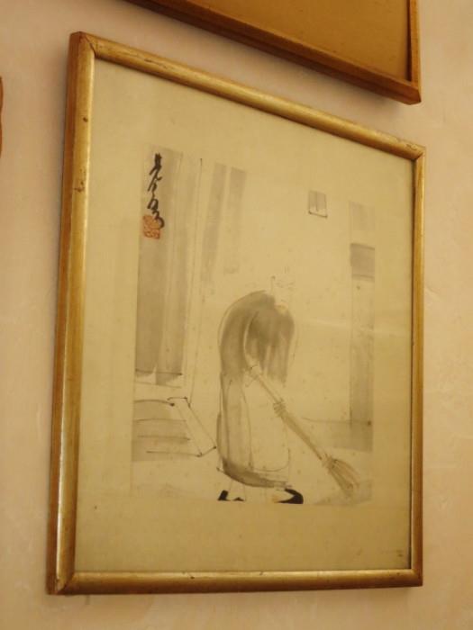"The Servant" Original Japanese Painting by Lin Fengmian, aka Lin Fong Ming.                                    Due to the value of this piece, we will only be taking names of interested parties at this time.  Thanks!