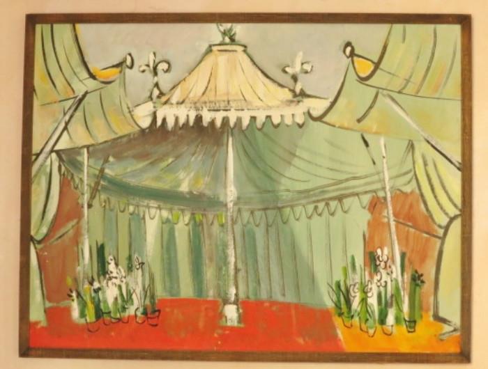 "Parisian Canopy" Mid-Century Painting from the Collection of Welton Becket.