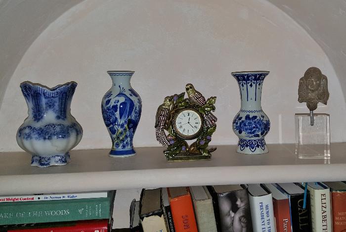 Antique English Vase w/ Delft Vases, & Pre-Colombian Angel