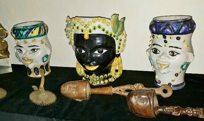 Italian Moorish Ceramic Vases - pair of white ones SOLD.