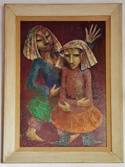 "Sisters" Large Oil by Ake Tugel, listed (1925-2002)