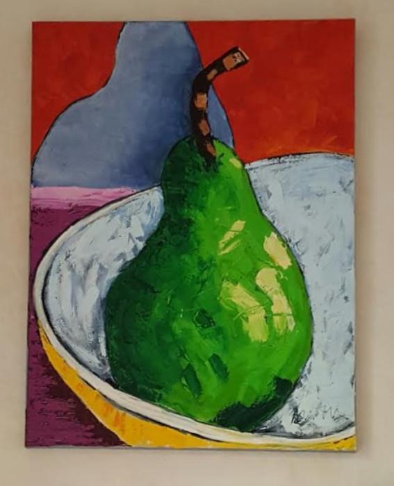 "Pear" Large Canvas by Suzanne Wallace Mears, listed