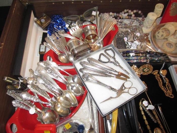 vintage sterling silver flatware, serving pieces, vintage jewelry
