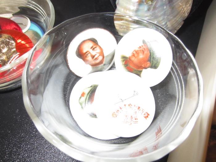 vintage porcelain chinese political pins