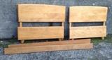 Pair of Heywood Wakefield maple twin beds - complete with side rails (second set of rails not in photo)