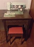 "Domestic" brand sewing machine - Model 808 - made in Japan.  With stool & manual.