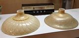 Glass shades for torchiere lamps & vintage Frontier AM/FM radio
