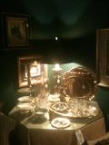 brass serving trays, crystal stemware, including Elsa Paretti Tiffany brandy snifters, lots of lamps, including traditional brass lamps, porcelain, mid-century, fixer uppers, lots more!