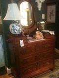 marble top chest with glove boxes and mirror - beautiful condition!