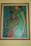 original Janice Sachse oil on canvas 26 x 36, dated 1965, "Potapher's Wife"