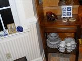 primitive table, more Reed & Barton china, etc.