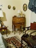slant front writing desk, chair, etc.