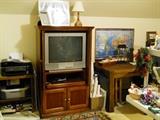 entertainment cabinet, TV, electronics, printer, etc.