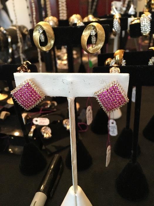 Ruby & diamond pave earrings