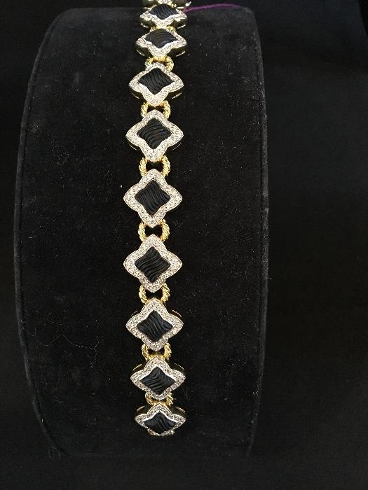 David Yurman 18K onyx & diamond bracelet.  This is a very collectible, hard to find bracelet.  It's stunning on!