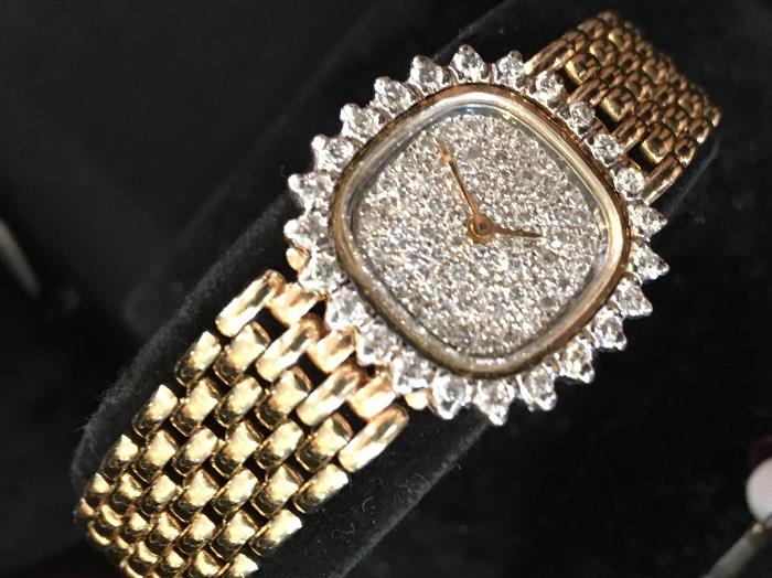 14K diamond watch