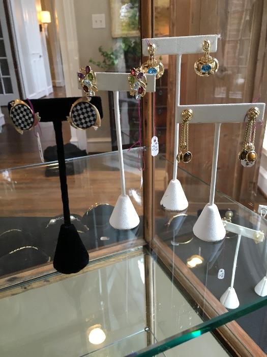 Gold, diamond & semi-precious stone earrings