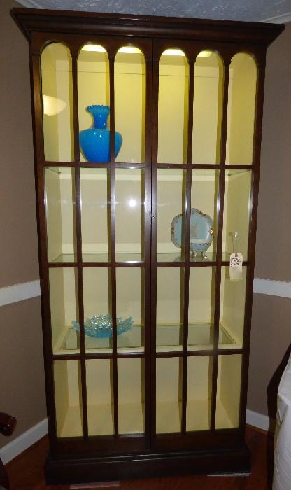 Baker Gothic style display cabinet with glass shelves
