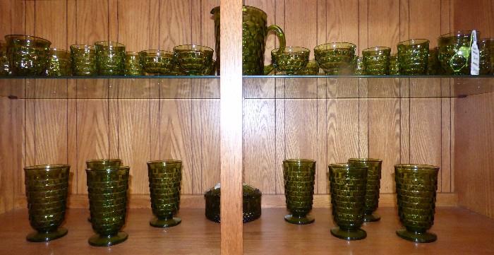 Avocado green "Cubist" glassware