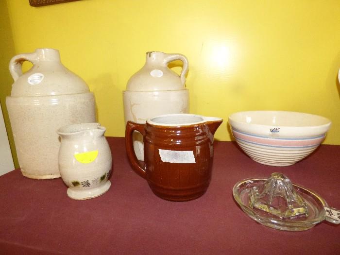 Crockery jugs, milk pitcher