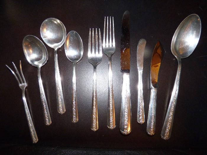 Sterling Flatware sample of Towle "Rambling Rose" pieces