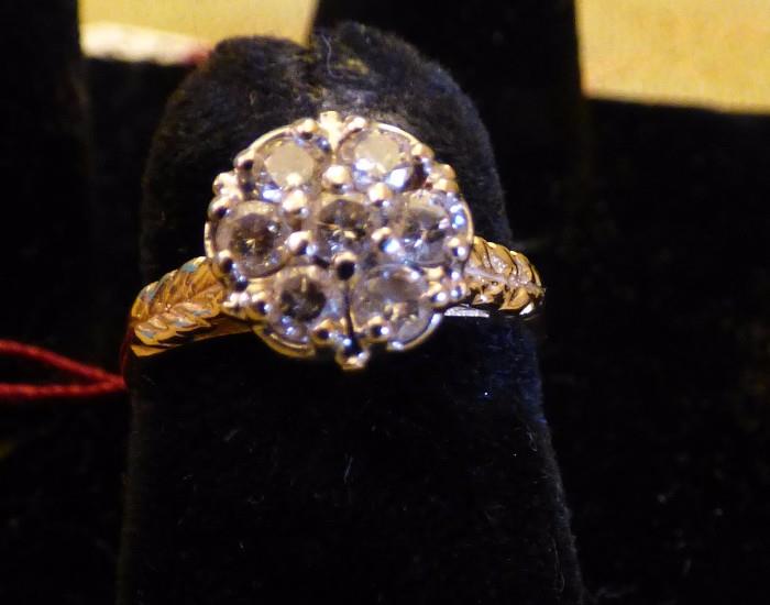 Diamond cluster ring set in 14K gold