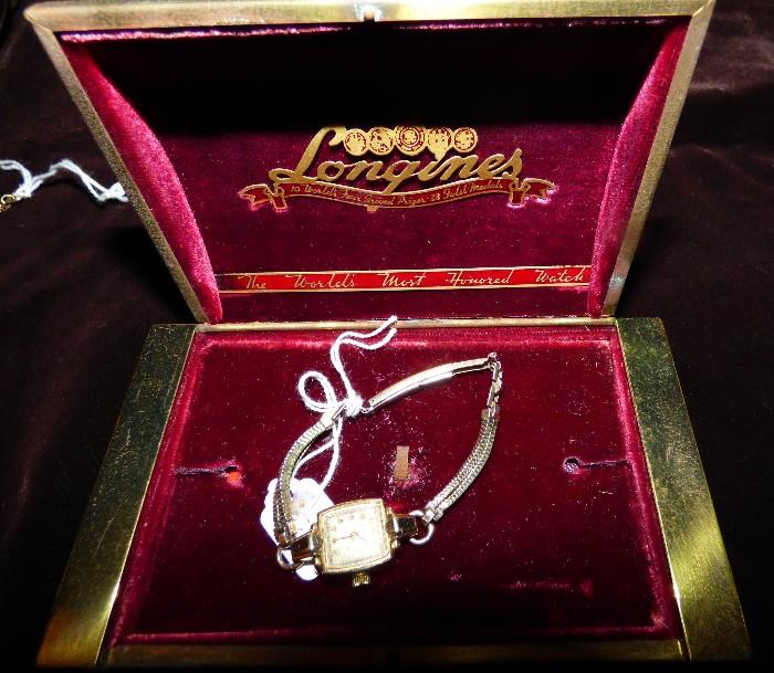 Vintage 12K Gold filled Longines ladies watch in original presentation brass case