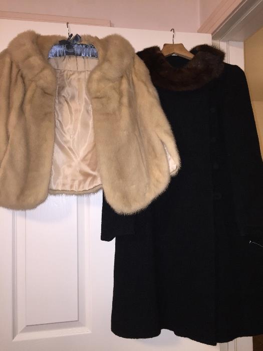 Mink and a Vintage Coat with Mink Collar 
