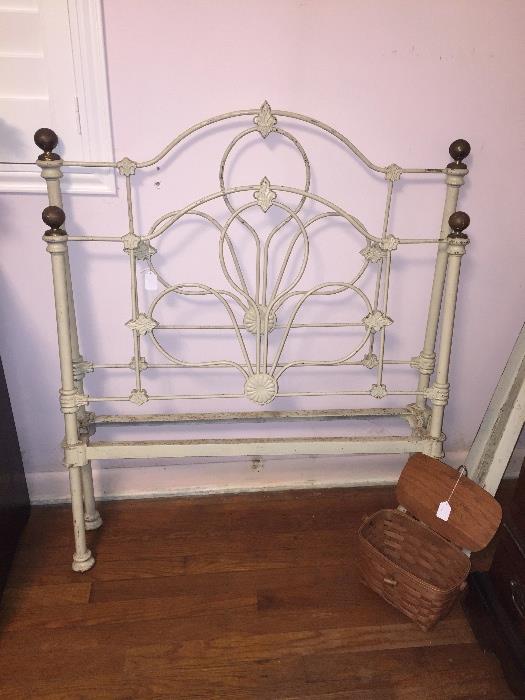 Adorable twin antique iron bed - even harder to find than the double.  With the rails. 