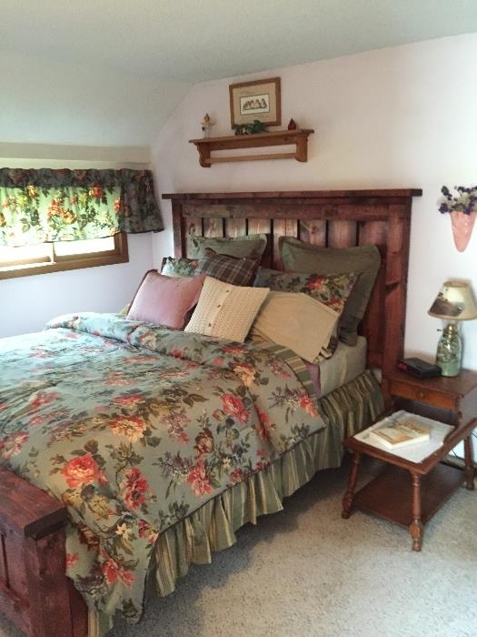 Queen Bed hand made. Ralph Lauren Chaps (Brittney) bedding and curtains. Both new for staging home.