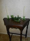 Depression glass candlesticks.
