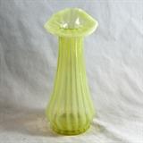 Antique Jefferson hand blown "Jack in the pulpit" Vaseline glass yellow striped vase
Condition: Good
Shipping: Yes
Size: 9"
