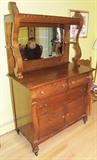 C/1890 Quartered Oak Sideboard w/beveled mirror
