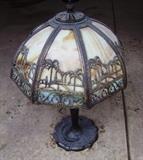 C/1920 bent panel 2 color table lamp