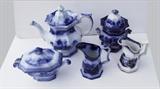 C/1850 Good Collector's lot of Flow Blue including teapot, covered sugar, creamers, etc.