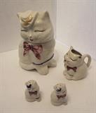 C/1950's Shawnee Puss N Boots Cookie jar w/creamer and S&P