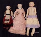 ~ C/1880's Blonde hair Parian shoulder-plate, 19" ~ C/1890's Black hair china head shoulder-plate, 20" ~ C/1940's signed “Emma Clear” Parian shoulder-plate, 16"