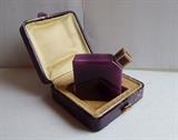 C/1920 French purple glass perfume bottle signed “YBRY, Paris” w/original fitted leather box