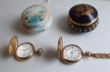 Early Pocket Watches and Covered Porcelain Ring Boxes