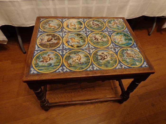 Italian tiled side table. 