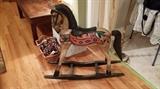 Solid wood carved rocking horse.  Large size