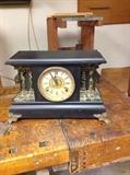 Ingraham 8 day mantel clock, time and strike with gong coil. See additional photos of same clock.