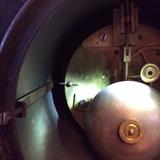 James A Wheatley movement - back door of case opened. 